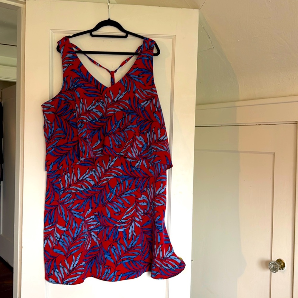Roz & Ali Leaf Print Blouse Dress Plus Size 24